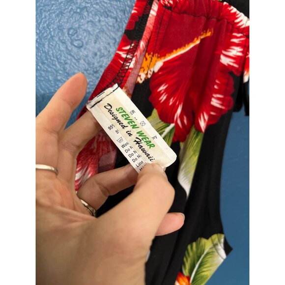 Steven Wear Hawaii Black Floral Sleeveless Dress Size S - Picture 3 of 6